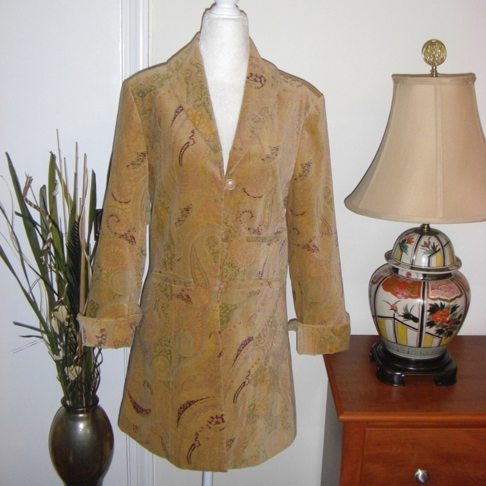 Suzanne Somers gold velveteen coat size XS